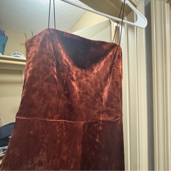 Dynamite Rich Brown Velvet Jumpsuit - Picture 3 of 4